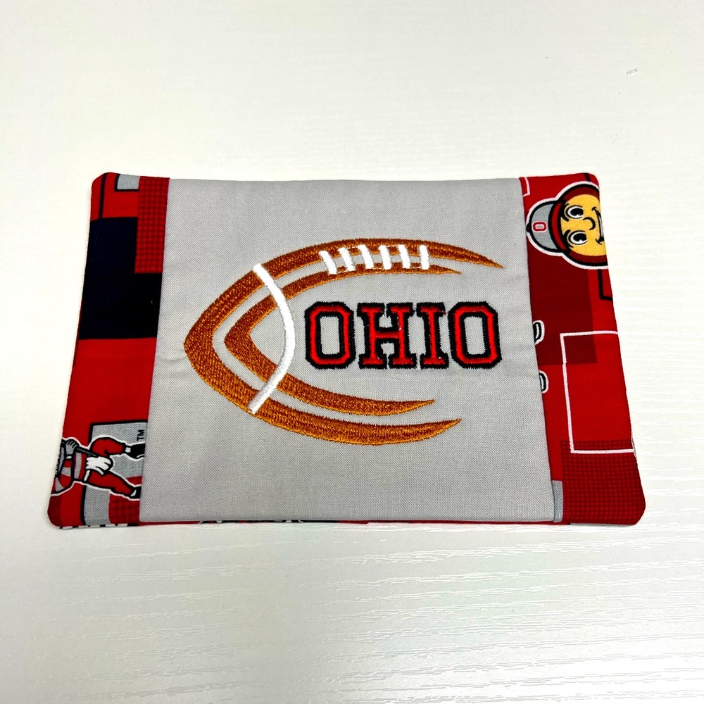 Hand Crafted Mug Rug Coaster Embroidered Cotton Fabric Padded Ohio State